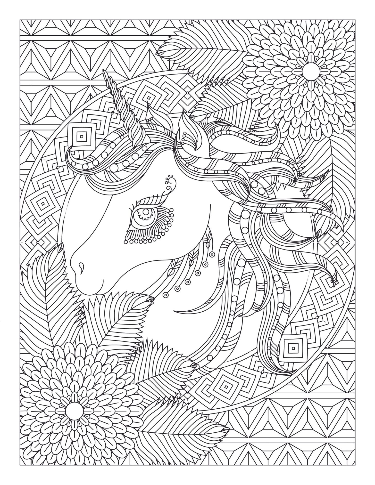 Adult Unicorn Coloring Pages - creativitycolor.com