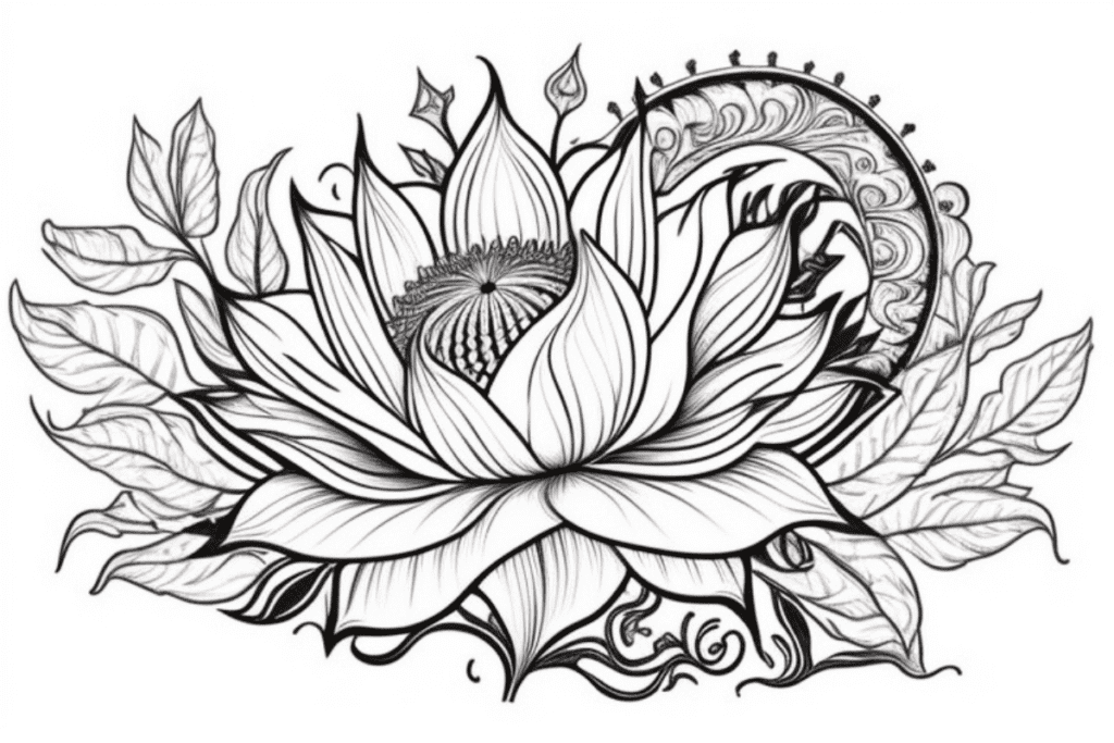 Sunflower tattoo coloring page.