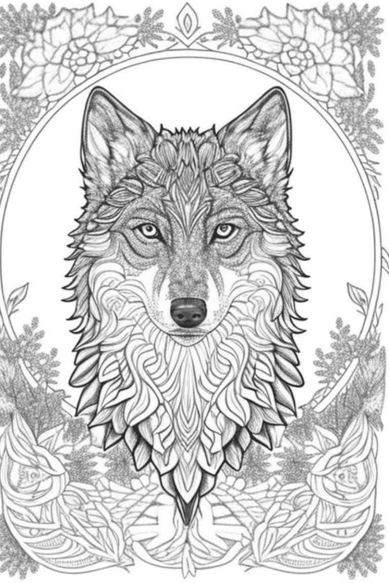 Wolf Coloring Pages for Adults - creativitycolor.com