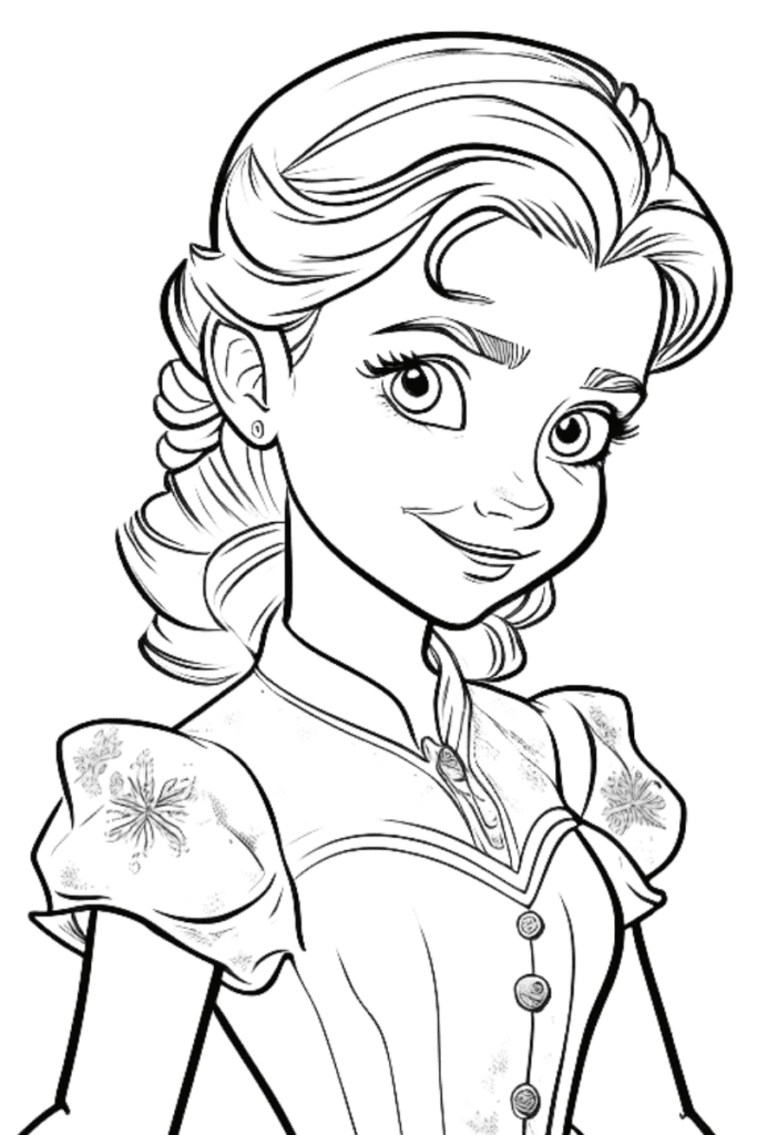 Young Elsa coloring page.