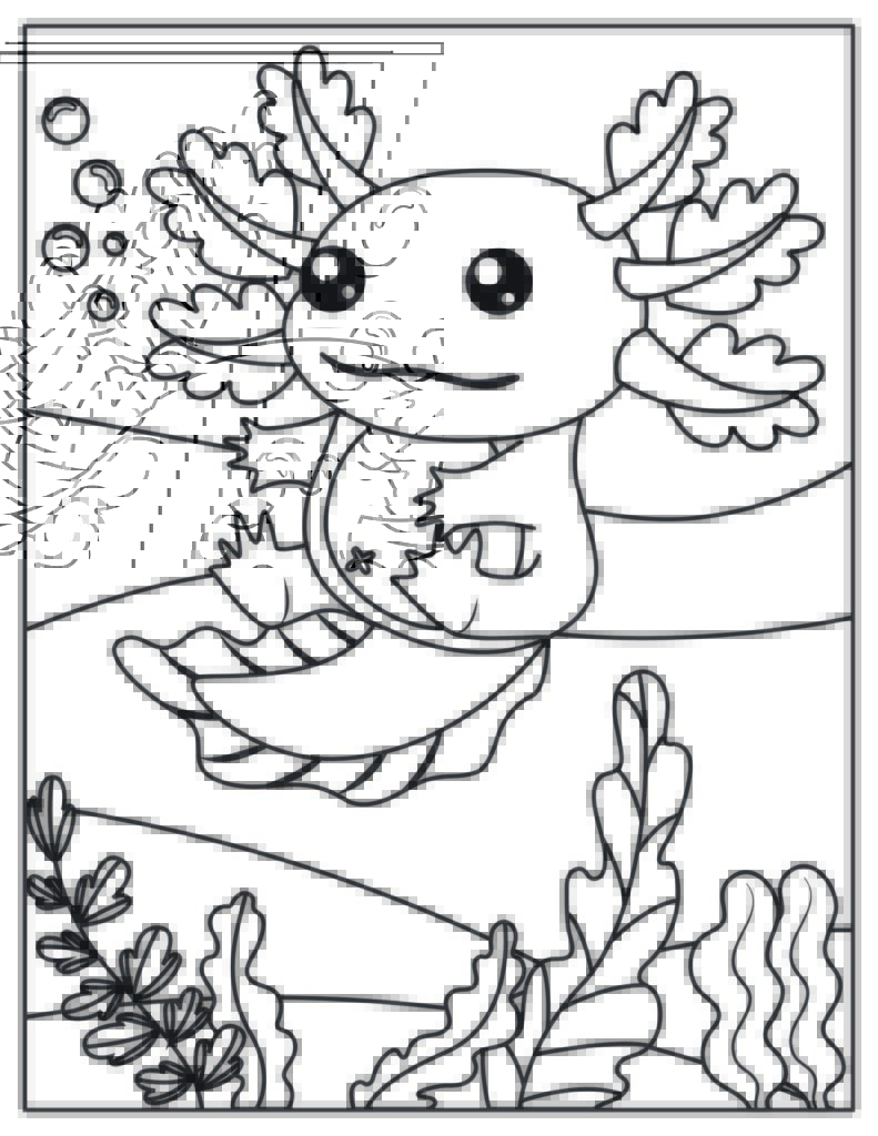 Axolotl coloring page.