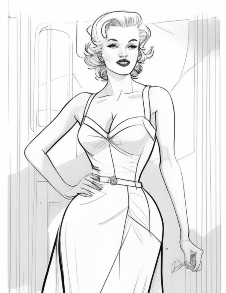 Marilyn Monroe coloring page.