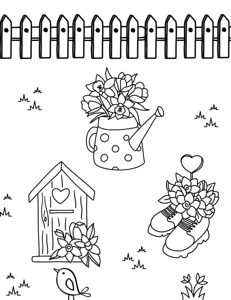 Flower pot spring coloring page.